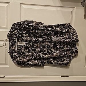 Torrid Harper Georgette Rouched Sleeve Blouse Black Floral